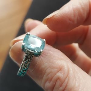 14k white gold aquamarine ring